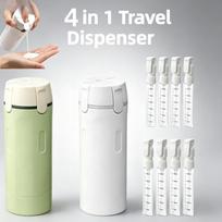 4 viename nuimamas kelioninių buteliukų rinkinys, papildomas losjono siurbtukas, purškiamųjų buteliukų rinkinys su lipdukais etiketėms 1set(1 bottle+4 tube) balta