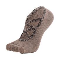 MEIKAN Women's Leopard Print Non-Slip Yoga Socks with Open Back & Cross Strap - Split Toe, Five Finger Design for Pilates & Floor Exercises. One Size for Women
