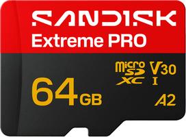 SANDISK 64GB Extreme PRO UHS-I U3 V30 microSDXC memory card (SDSQXCU-064G-GS6MA)