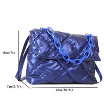 Women Winter Tote Bag Mobile Space Glossy Female Down Bags Cotton-Padded Jacket Shoulder Handbag Cheap Items 2023 Christmas Bags mėlyna