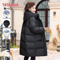 YAYA Women's Long Hooded Down Jacket L
