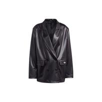 Adidas Originals Trefoil Solid Logo Print Double-Breasted Jacket Women Outerwear Black IQ3410 36