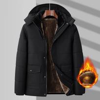 Žieminis vyriškas parkas vilnonis medvilninis storas šiltas striukė su gobtuvu pūkuota apykakle, vandeniui atspari vėjo striukė, paminkštinta plius dydis 8xl M juoda