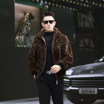 New Casual and Fashionable Zipper Jacket with A Collar and Warm Faux Mink Fur Jacket for Men XXXXXL