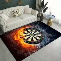 Dartboard Flame Water Print Flannel Area Rug Living Room Decor Soft Non Slip Floor Mat For Home Use 60x90cm