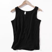 Women's Summer Casual Fasion Color Sleeveless O-neck Stitching Cotton And Linen Vest Top XL juoda