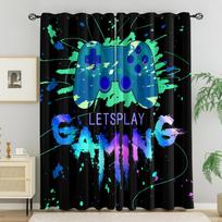 Set Of 2 Gamer Room Decor Gamepad Printed Curtain Bedroom Kitchen Dining Living Study Office Bathroom Polyester Perfect For W100*H70(CM)-Hooks&2PCS