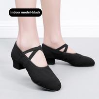Women's Black Non-SlipDance Shoes for Ballet & Square Dance  3.5cm Medium-High Heels Teacher Dance Shoes 34