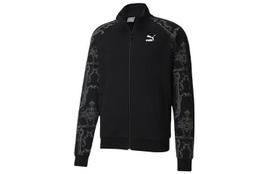 PUMA Luxe Aop Track Jackets Men's Black Gray Color Stand Collar Moderate Other 530310-51 XS