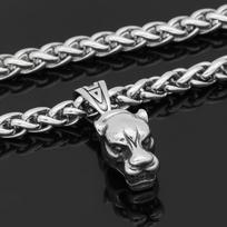 Stainless Steel Viking Wolf Head Pendant Necklace - Norse Mythology Amulet for Men and Women