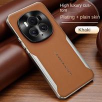 For Honor Magic 6 6 Pro 6 RSR Electroplating Plain Leather Color-blocked Soft Edge All-Inclusive Shockproof Phone Case For Magci 6 RSR ruda