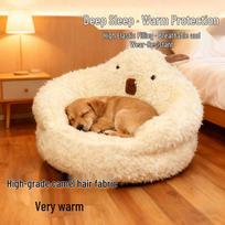 Winter Warm Semi-Closed Pet House: Removable Dog/Cat Bed & Mat Pet Bed Sleep Pad (61x45x2.8cm) orange