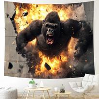 Gorilla Tapestry for Boys 2D Visual Fantasy Animal Wall Hanging Decor for Bedroom Living Room Dorm Cool Home Decor 100X70CM