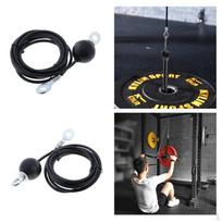 2x 2,5m Sporto salės Fitneso skriemulio lynas Reguliuojamas plieninis lynas black