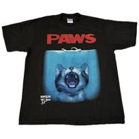PAWS KITTEN JAWS Poster Parody Funny Shark  Cute 90s Movie Shirt REPRINT S