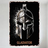 Vintažinis gladiatoriaus šalmas Metalinis skardos ženklas Retro romėnų kario meno plokštelė vyro urvelio namų dekoravimui 20x30cm（7.8x11.8inch）