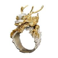 Vintage Golden Dragon Ring Adjustable Open Mouth Unique Ring Ornament Fashion Jewelry Accessory for Women and Men 1