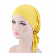 Elastic Women Modal Cotton Ruffle Turban Caps Muslim Headscarf Bonnet Pre-Tied Hijab Headwrap Cap Soft Lady Hair Loss Chemo Cap
