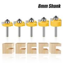 5Pcs Carbide T Slot Router Bit, 8mm Shank Tongue and   Milling Cutter with Bearing, for Woodworking and Power Tools