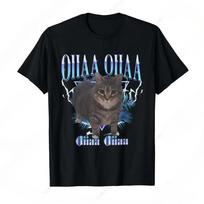OIIAA OIIAA Funny Spinning Cat Meme Humor Cat Brainrot T-Shirt Funny Prevailing Tee Fashion Short Sleeves - Men's Summer Cott... S įvairiaspalvis