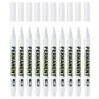 10Pcs Waterproof White Marker Pen Alcohol Paint Oily Tire Painting Graffiti Pens Permanent Gel Pen for Fabric Wood Leather 1.0MM black