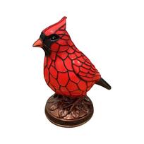 Stained Glass Cardinal Bird Figurine Handcrafted Decorative Sculpture for Home Garden Office Desk Ornament Gift One Size