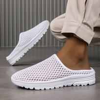 One pedal lazy bag head half slippers women wear summer mesh women walk cool slippers large size comfortable sports half 36
