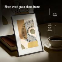 A4 Wooden Hanging Photo Frame for Living Room, 24-Inch Large Decorative Art Frame. 【Black Wood Grain】MDF1512