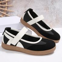 Plus Size Mary Jane Velcro Ballet Flats - Comfortable Casual Sporty Shoes 37