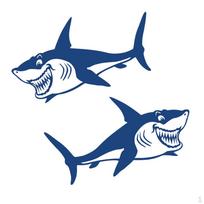 2 dalių Juokingas mielas ryklio lipdukas baidarės žvejybinės valties kanojos nešiojamojo kompiuterio nešiojamojo kompiuterio lipdukas gray