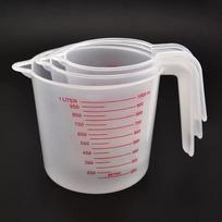 3 vnt. Kepimo skysčių matavimo puodeliai PVC skalės puodelis Plastikinis matavimo tūrio stiklinis indas Virtuvės kepimo įrankiai 250/500/1000ml 3pcs