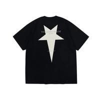 Summer Fashion Heavyweight Retro Men's Pentagram Cotton Printed Round Neck High-quality Casual Fitness Street Sports T-shirt M