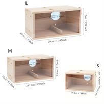 Wooden Bird Breeding Box S/M/L, Clear Acrylic Back, Easy Cleaning. For Parrots & Budgies. Perfect Gift for Bird Lovers! S geltona