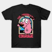 Men Black Print T-shirt Courage Dog No-Cut Heat Transfer Print Cotton Tshirt XL