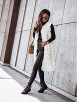 2023 Autumn/Winter Long Round Neck Fur Vest Coat M