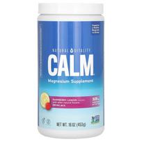 „Natural Vitality“, CALM®, magnio papildų gėrimų mišinys, aviečių ir citrinų, 470 ml (453 g)