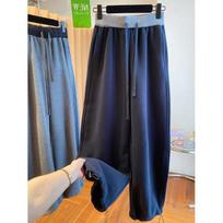 Women's Plus Size Velvet-Lined Loose Straight-Leg Sweatpants - Cotton/Real, XL, Autumn/Winter, Trendy & Flaw-Hiding L tamsiai mėlyna spalva