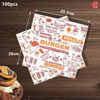 100 Sheets Wax Paper Food Grade Grease Paper Food Wrappers Wrapping Paper For Bread Sandwich Burger Fries Oil Paper Baking Tools