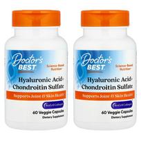 Doctor's Best Hyaluronic Acid + Chondroitin Sulfate with BioCell Collagen Veggie Capsules, 60 Count (Pack of 2) 60 pcs - 2 ea