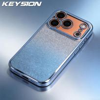 KEYSION Luxury Plating Glitter Phone Case for iPhone 17 Pro Max Transparent Soft TPU Shockproof Back Cover for iPhone 17 Air for iPhone 17 mėlyna