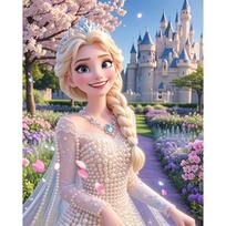 Disney Pearl Painting Frozen Elsas Creative Pearl Style Illustration Art Painting 5D DIY Pearl Embroidery Mosaic Cross Stitch Kit Home Decor 40x50 gray
