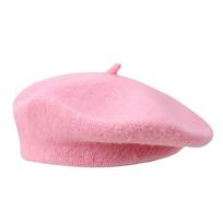 Fashion Warm Winter Wool Berets Hat Solid Color Elegant French Artist Hat Retro All Matched Felt Berets Women Girls rožinė