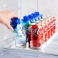 Heavy Duty Refrigerator Beverage Organizer- Automatic Push Slide Rail Can Dispenser, Adjustable Width Partition, Holds 15 Soda Cans 2 pcs balta