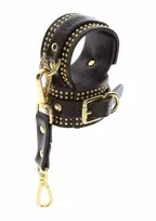 Taboom TABOOM Studded Wrist Cuffs Set Black & Gold Adjustable Design