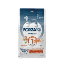 FORZA10 Monodiet Medium Adult Ar Zirņiem Un Zirga Gaļu Suņiem Paredzētā Sausā Barība, 1,5 kg