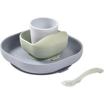 Beaba 4-Piece Silicone Dinner Set indų rinkinys Pebble 4m+
