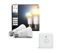 Rinkinys: 2 vnt. dimeriuojamos LED lemputės Philips Hue WHITE AMBIANCE E27/8,1W/230V + judesio jutiklis