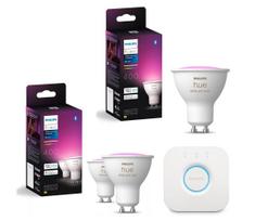 Komplektas 3x reguliuojamos LED RGBW lemputės Philips Hue WACA GU10/4,2W/230V + Hue bridge