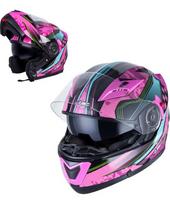 Atverčiamas motociklininko šalmas W-TEC Pezzon Magenta - Rožinė-juoda