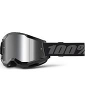 Motokroso akiniai 100% Strata 2 New Mirror - Juoda, sidabrinis pleksis